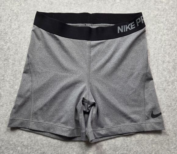 Nike Pants - Nike Pro Women’s Medium Compression Shorts Gray Heather Black Elastic Waistband
